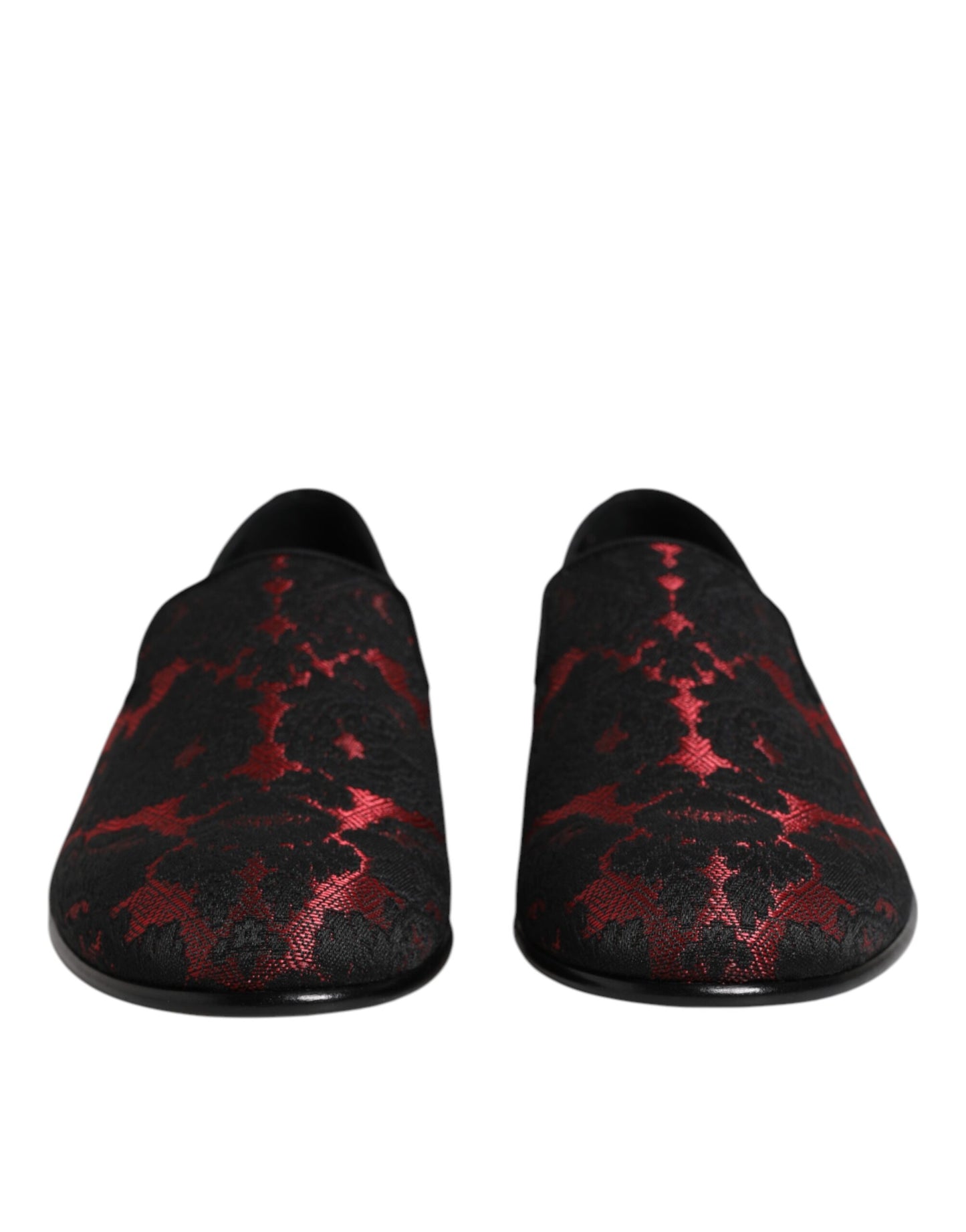 Zapatos Mocasines sin Cordones de Jacquard Rojo y Negro Dolce & Gabbana