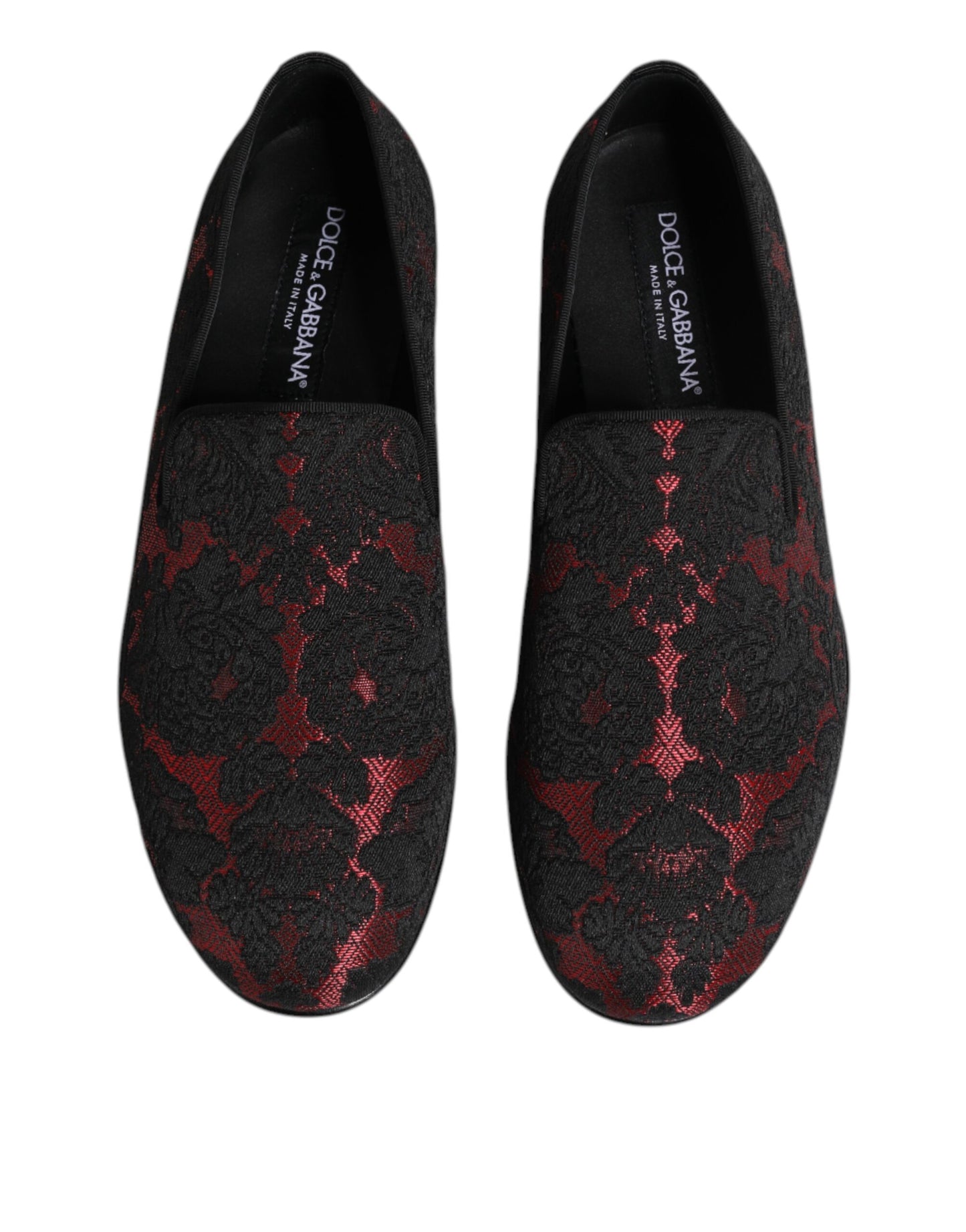 Zapatos Mocasines sin Cordones de Jacquard Rojo y Negro Dolce & Gabbana