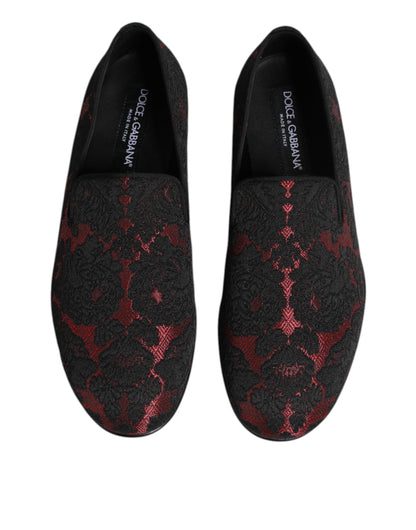 Zapatos Mocasines sin Cordones de Jacquard Rojo y Negro Dolce & Gabbana