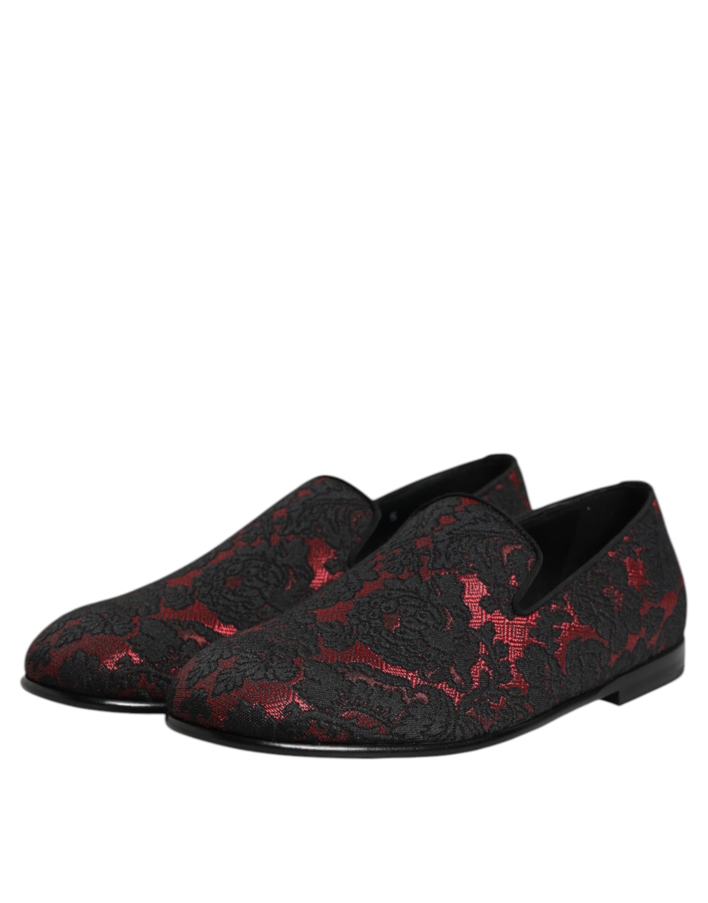 Zapatos Mocasines sin Cordones de Jacquard Rojo y Negro Dolce & Gabbana