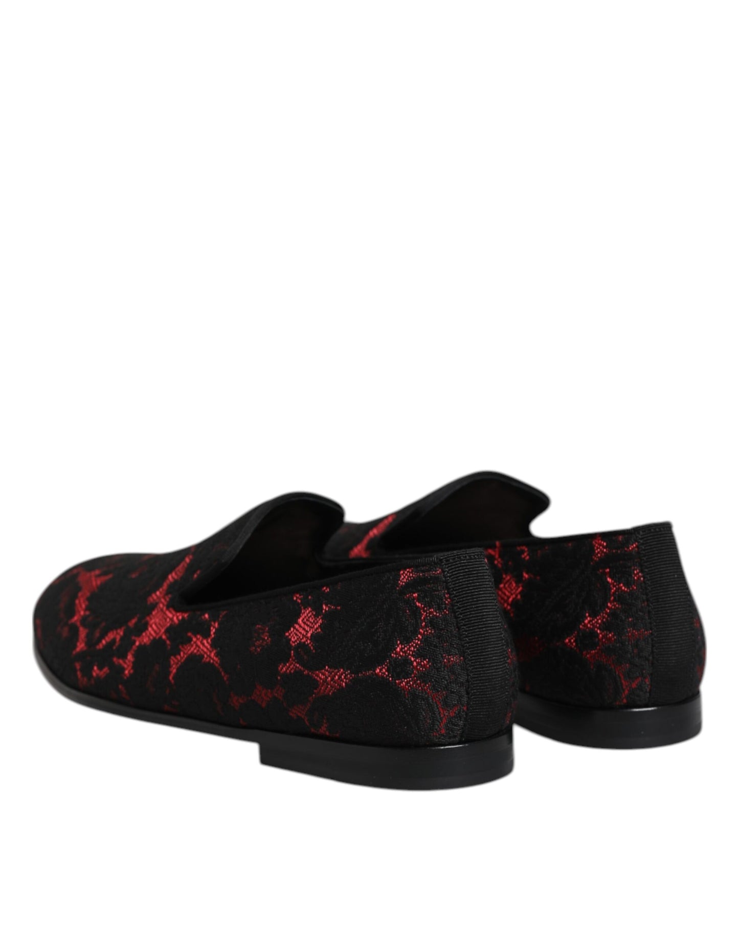 Zapatos Mocasines sin Cordones de Jacquard Rojo y Negro Dolce & Gabbana