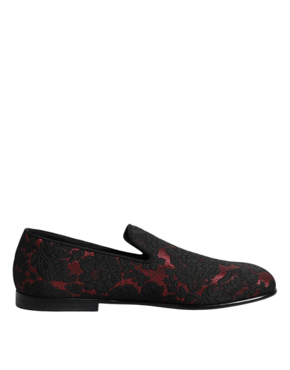 Zapatos Mocasines sin Cordones de Jacquard Rojo y Negro Dolce & Gabbana