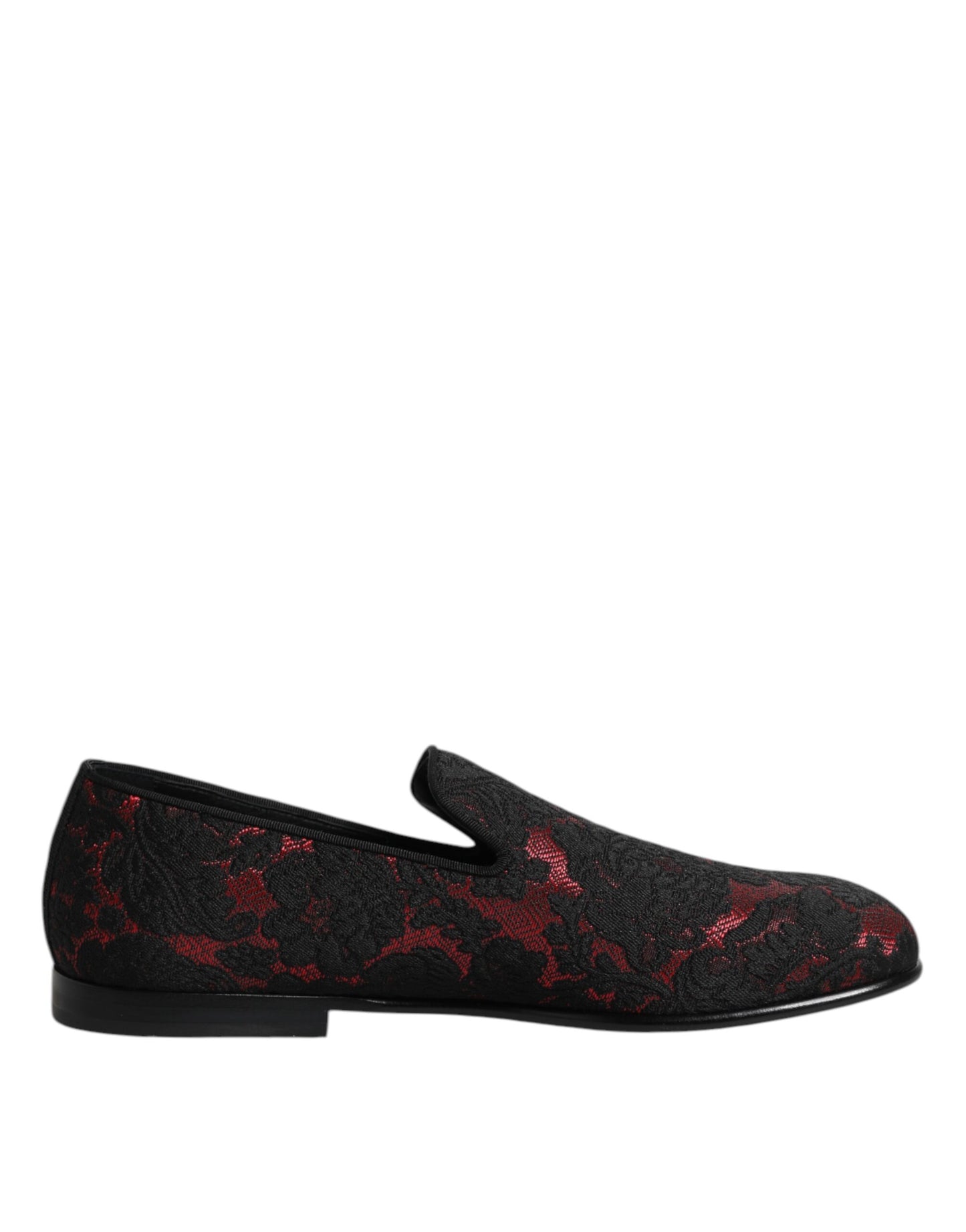 Zapatos Mocasines sin Cordones de Jacquard Rojo y Negro Dolce & Gabbana