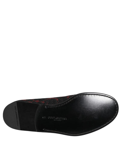 Zapatos Mocasines sin Cordones de Jacquard Rojo y Negro Dolce & Gabbana