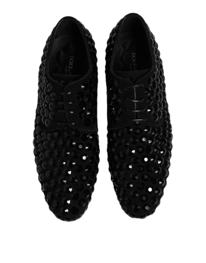 Zapatos de vestir Dolce & Gabbana Derby de ante negro con diamantes de imitación
