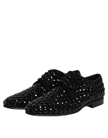 Zapatos de vestir Dolce & Gabbana Derby de ante negro con diamantes de imitación