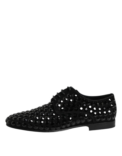 Zapatos de vestir Dolce & Gabbana Derby de ante negro con diamantes de imitación