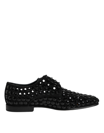 Zapatos de vestir Dolce & Gabbana Derby de ante negro con diamantes de imitación