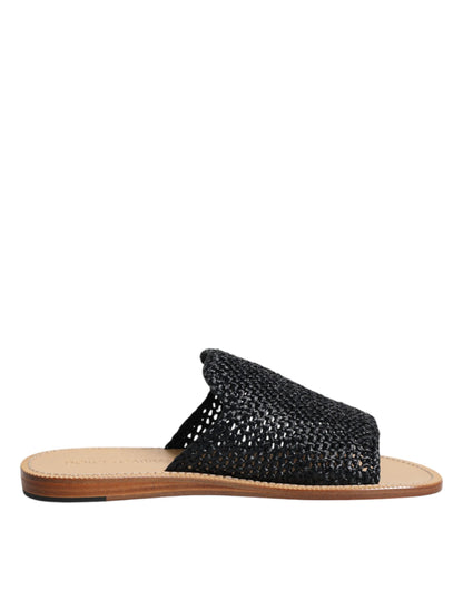Zapatos Dolce & Gabbana de rafia trenzada monocromática negra