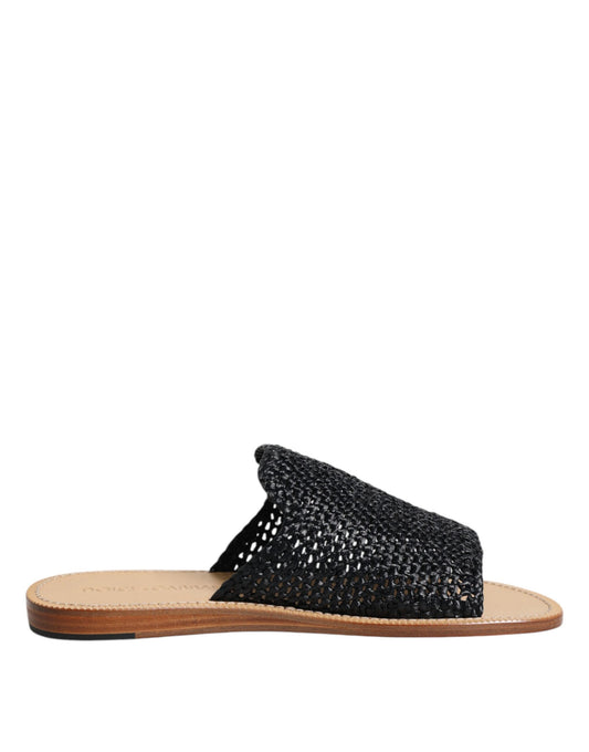Zapatos Dolce & Gabbana de rafia trenzada monocromática negra