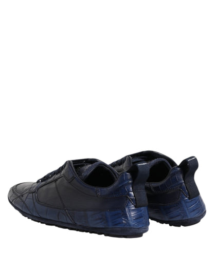 Zapatillas bajas de cuero azul oscuro para hombre Dolce & Gabbana
