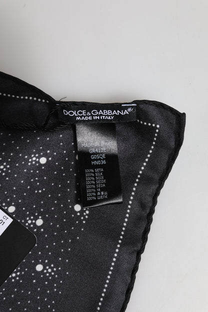 Pañuelo Cuadrado Estampado en Blanco y Negro para Hombre Dolce & Gabbana