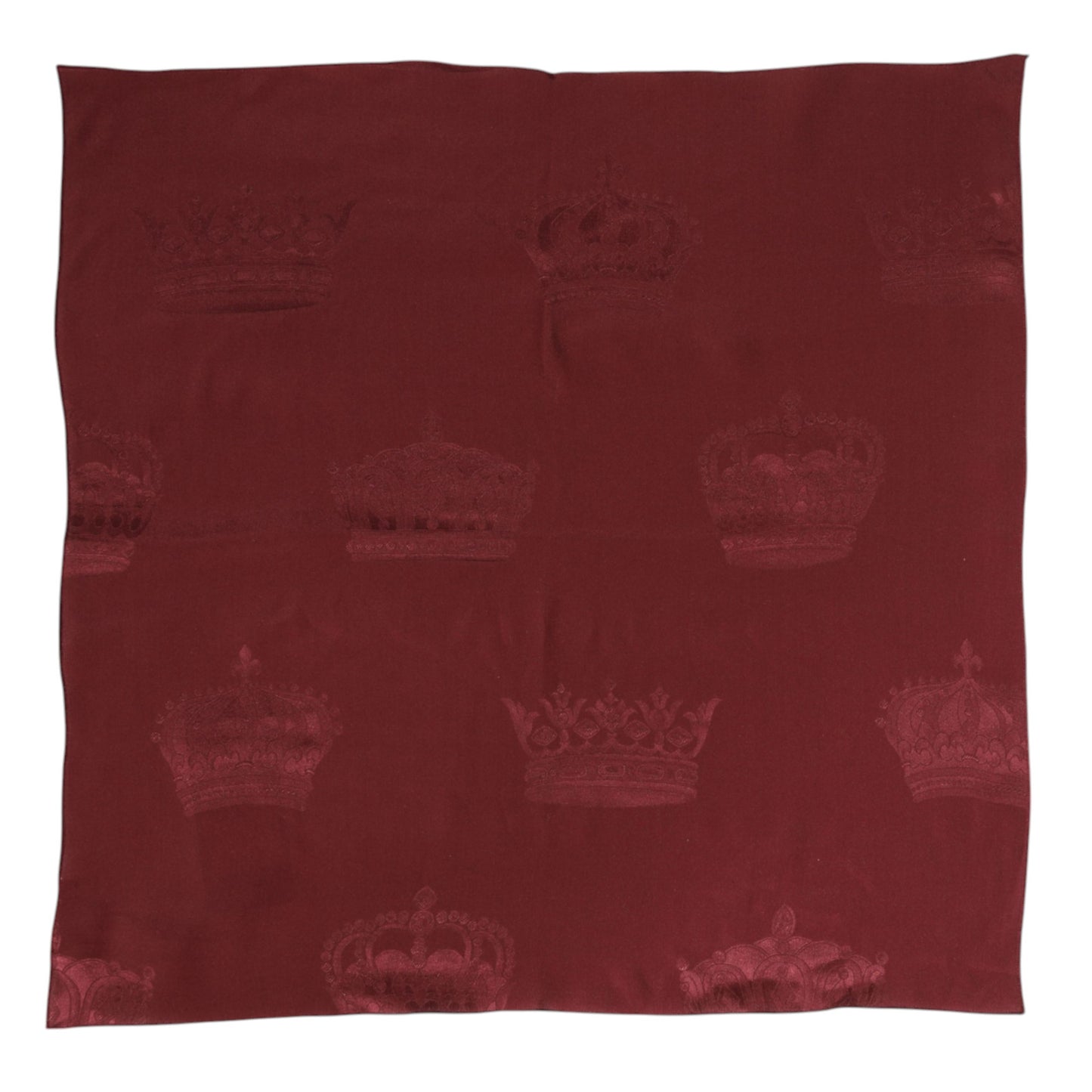 Fular para hombre Dolce & Gabbana de seda granate con corona y estampado cuadrado