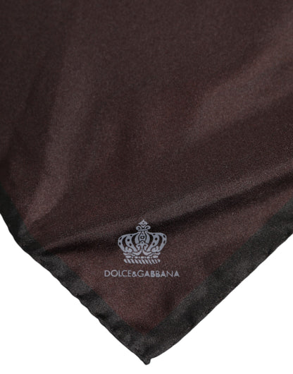 Fular de seda cuadrado Dolce & Gabbana marrón con corona DG para hombre