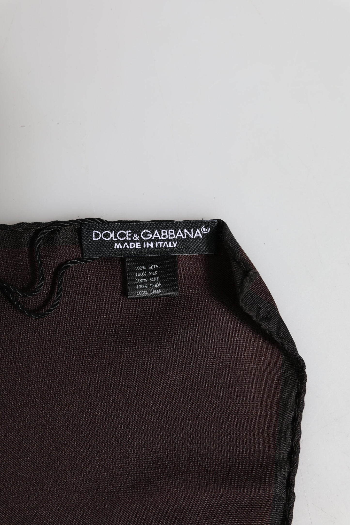 Fular de seda cuadrado Dolce & Gabbana marrón con corona DG para hombre