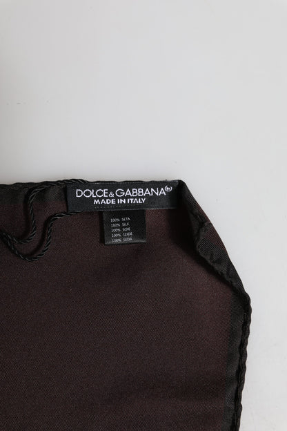 Fular de seda cuadrado Dolce & Gabbana marrón con corona DG para hombre