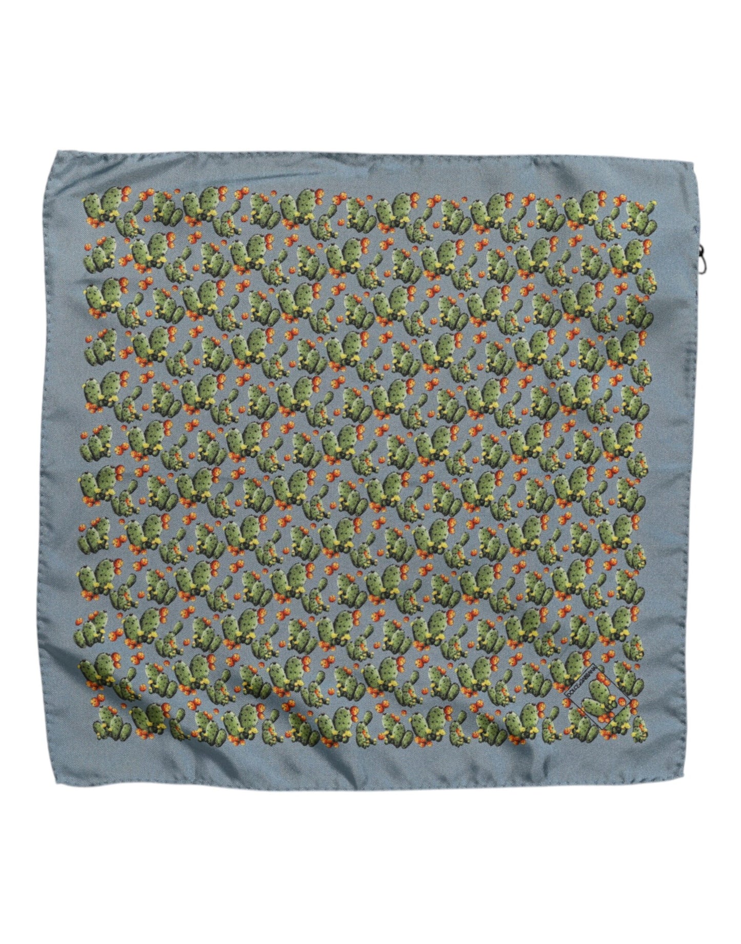 Pañuelo Cuadrado Foulard Dolce & Gabbana Gris Verde con Estampado de Cactus