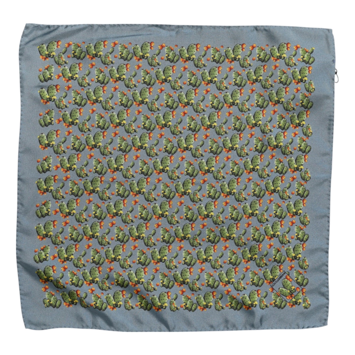 Pañuelo Cuadrado Foulard Dolce & Gabbana Gris Verde con Estampado de Cactus