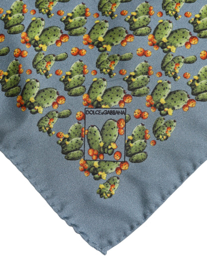 Pañuelo Cuadrado Foulard Dolce & Gabbana Gris Verde con Estampado de Cactus