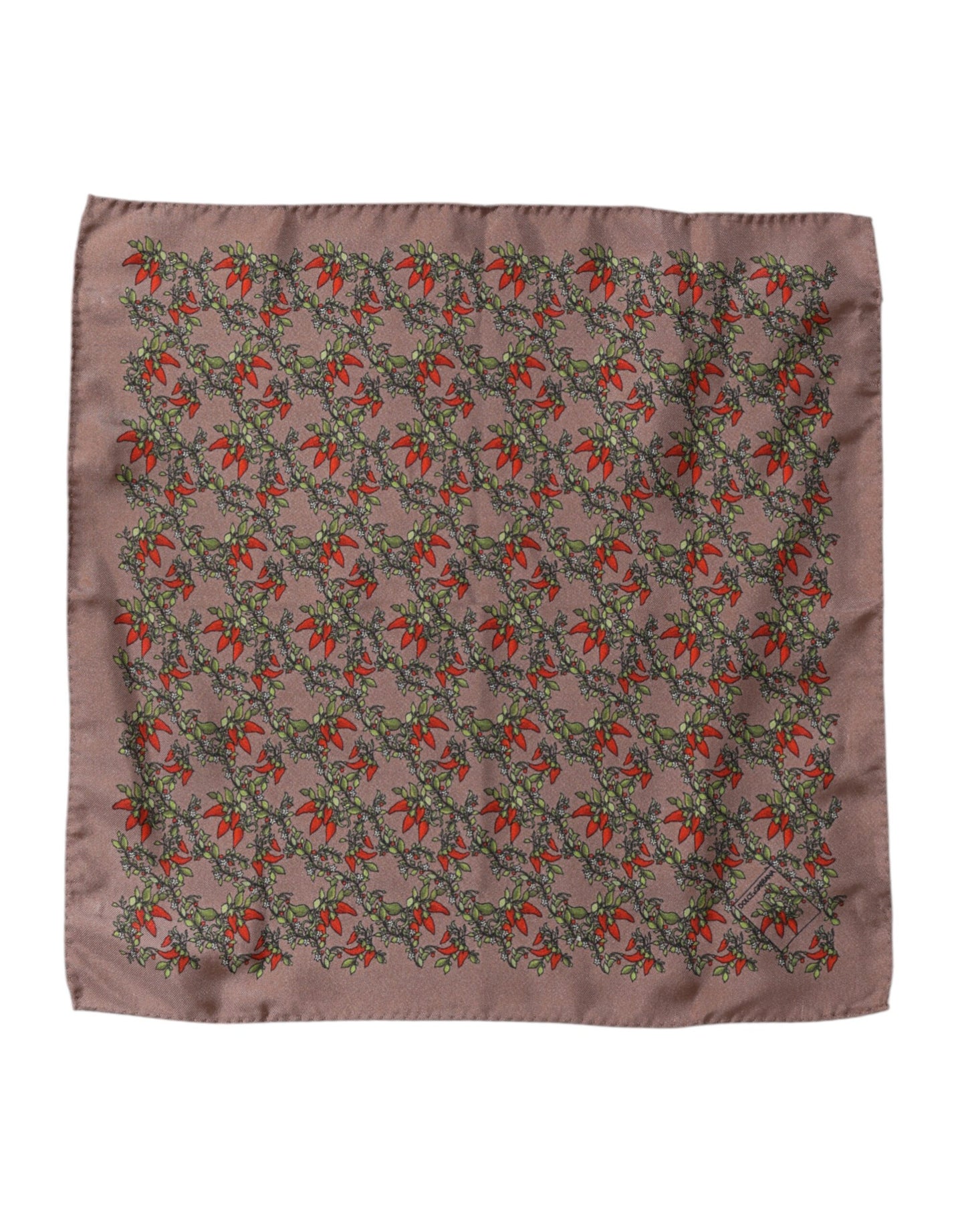 Pañuelo cuadrado de seda para hombre Dolce & Gabbana Brown Chilis
