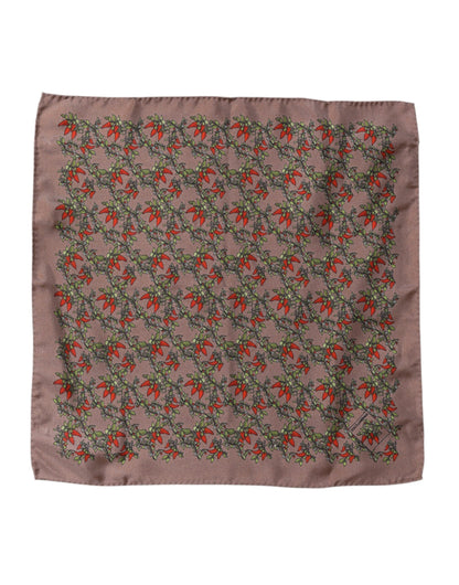 Pañuelo cuadrado de seda para hombre Dolce & Gabbana Brown Chilis