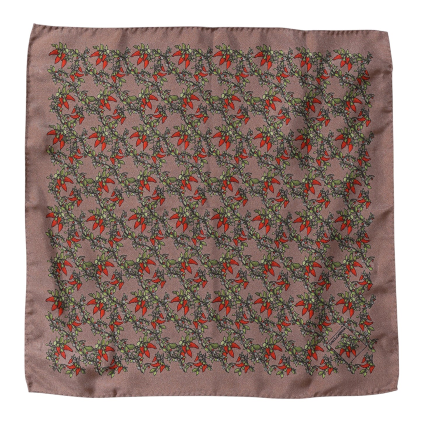 Pañuelo cuadrado de seda para hombre Dolce & Gabbana Brown Chilis