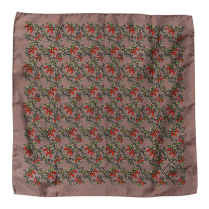 Pañuelo cuadrado de seda para hombre Dolce & Gabbana Brown Chilis