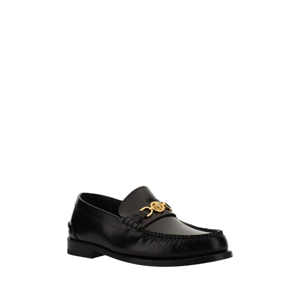Mocasines sin cordones de piel de becerro negra Bos Taurus de Versace