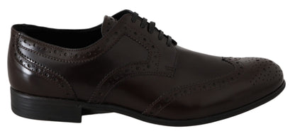 Zapatos Oxford Brogue con puntera de ala de cuero marrón Dolce & Gabbana