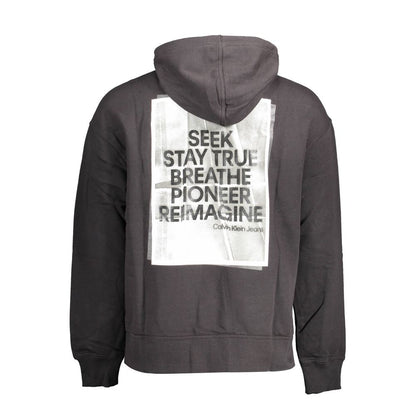 Sudadera con capucha negra de algodón para hombre Calvin Klein