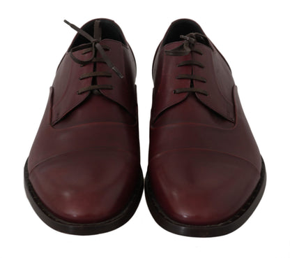 Zapatos formales Derby de cuero burdeos rojo Dolce & Gabbana