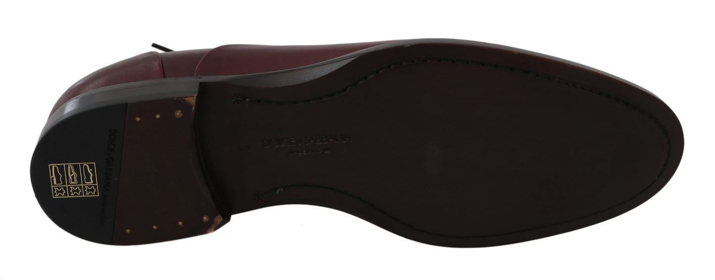 Zapatos formales Derby de cuero burdeos rojo Dolce & Gabbana