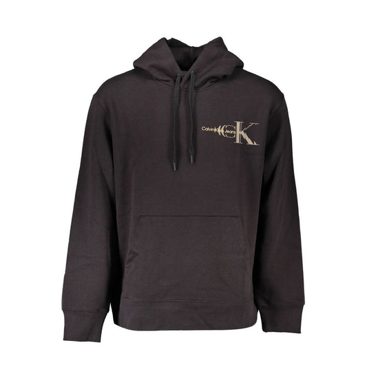 Sudadera con capucha negra de algodón para hombre Calvin Klein