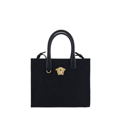 Bolso de hombro Versace de algodón negro