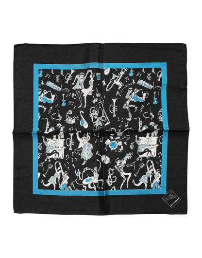 Pañuelo cuadrado de seda negro Dolce & Gabbana Jazz Club para hombre