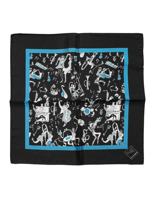 Pañuelo cuadrado de seda negro Dolce & Gabbana Jazz Club para hombre