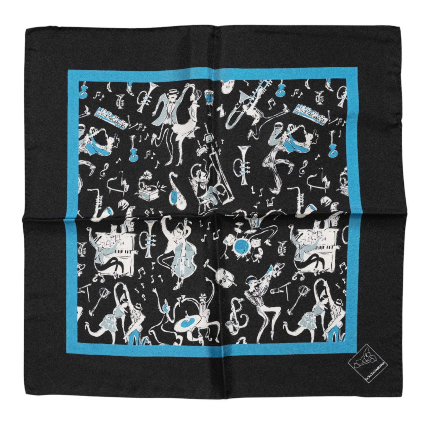 Pañuelo cuadrado de seda negro Dolce & Gabbana Jazz Club para hombre