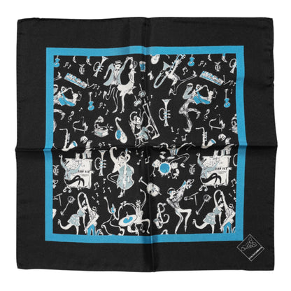 Pañuelo cuadrado de seda negro Dolce & Gabbana Jazz Club para hombre