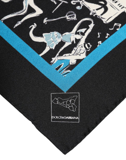Pañuelo cuadrado de seda negro Dolce & Gabbana Jazz Club para hombre