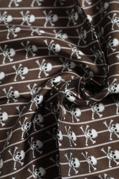 Foulard cuadrado de seda marrón con calavera para hombre Dolce & Gabbana
