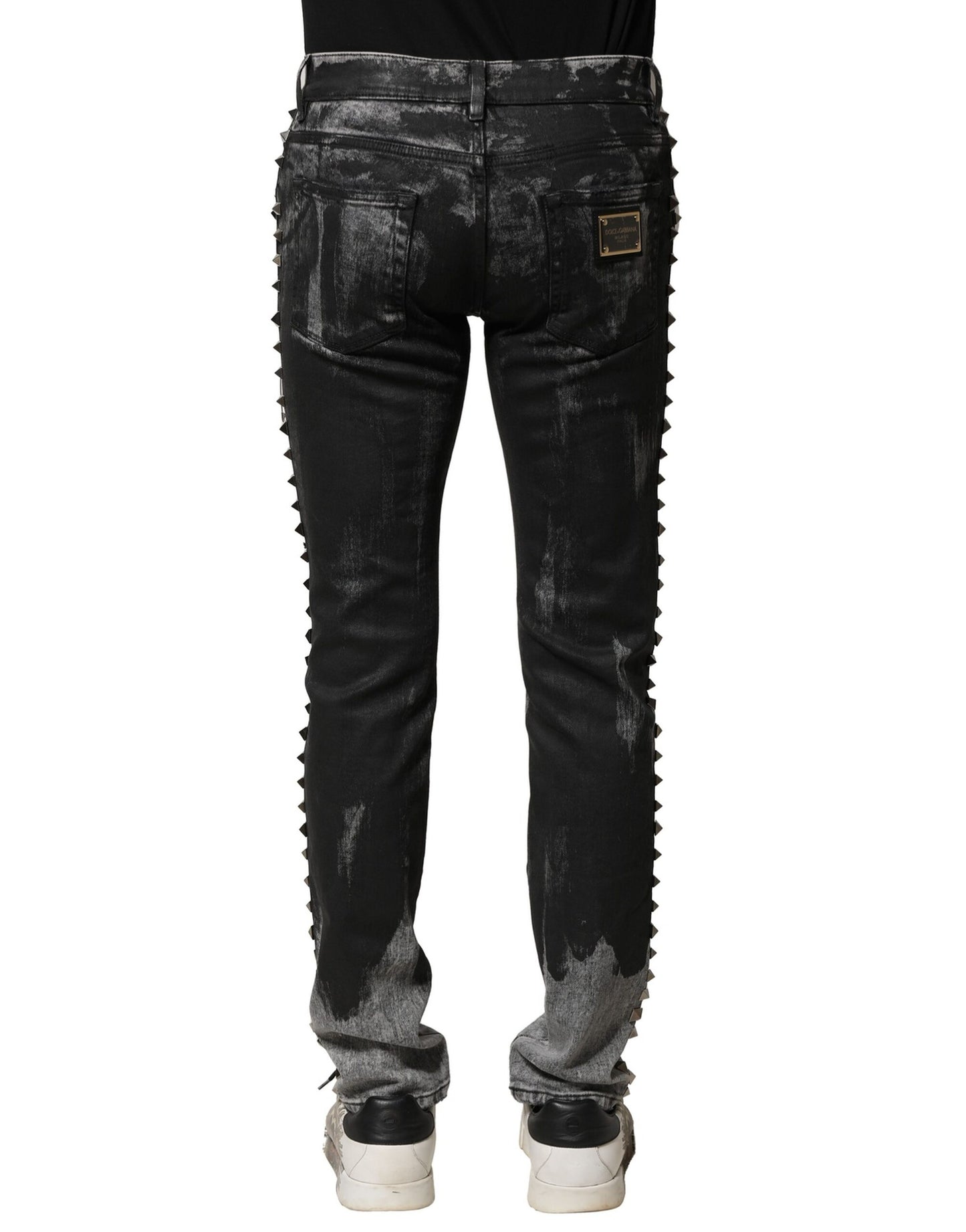 Vaqueros ajustados Dolce & Gabbana negros lavados con adornos