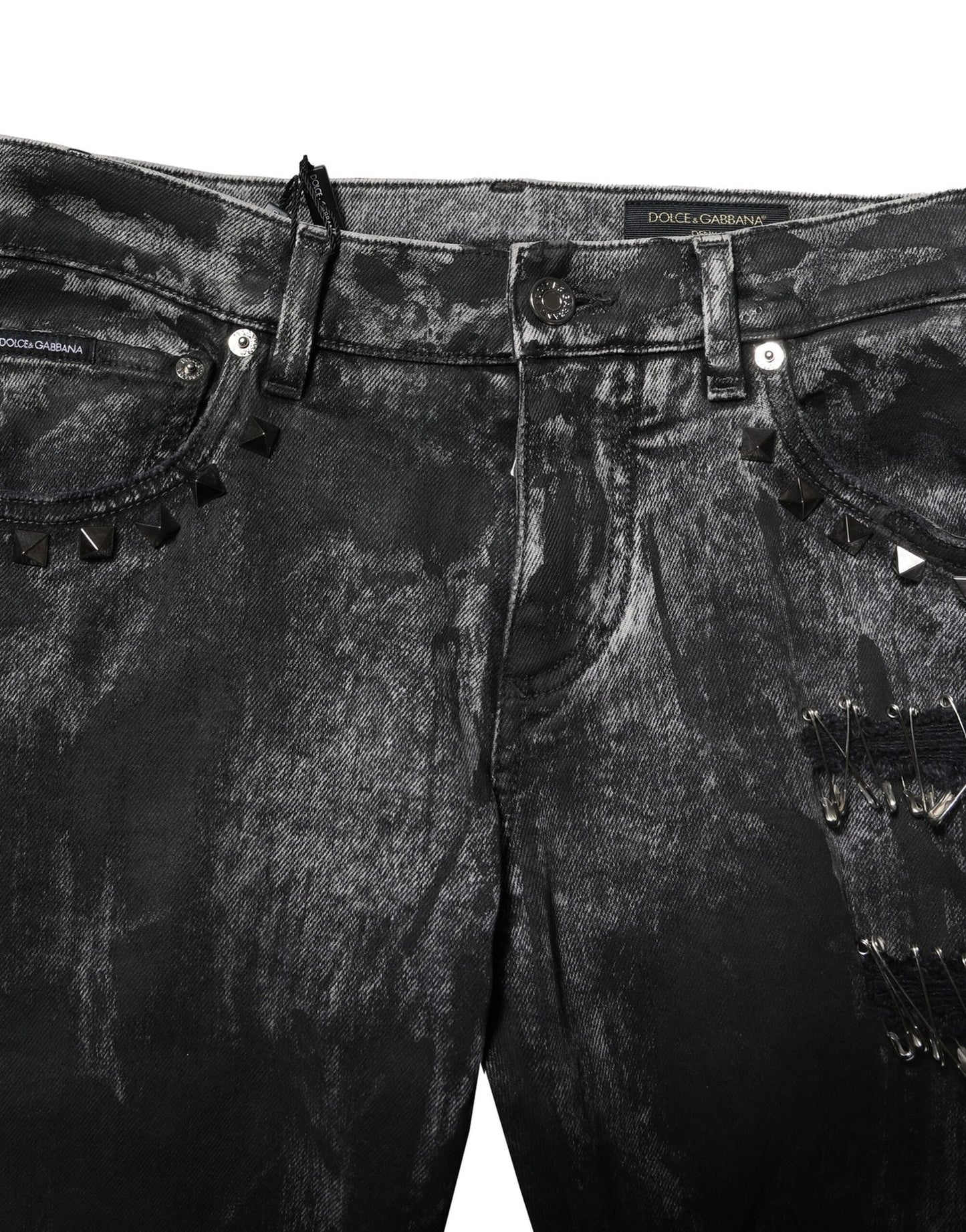 Vaqueros ajustados Dolce & Gabbana negros lavados con adornos