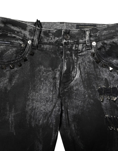 Vaqueros ajustados Dolce & Gabbana negros lavados con adornos