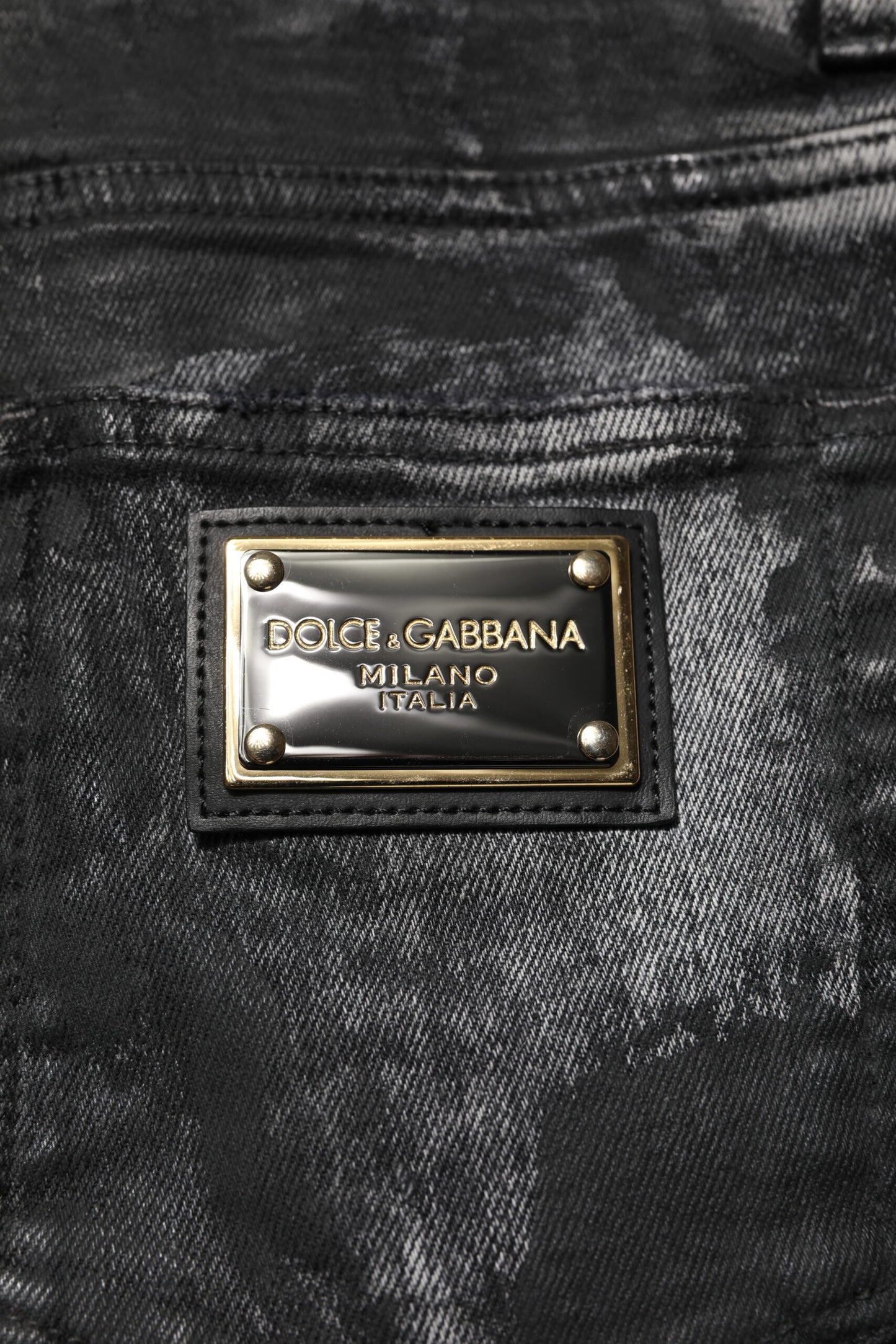 Vaqueros ajustados Dolce & Gabbana negros lavados con adornos