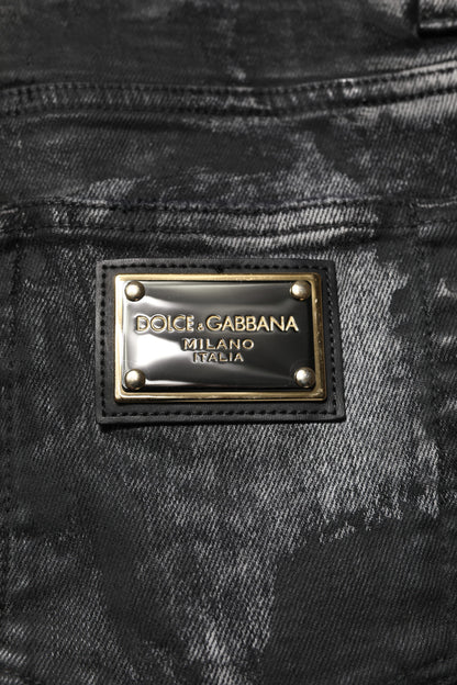 Vaqueros ajustados Dolce & Gabbana negros lavados con adornos