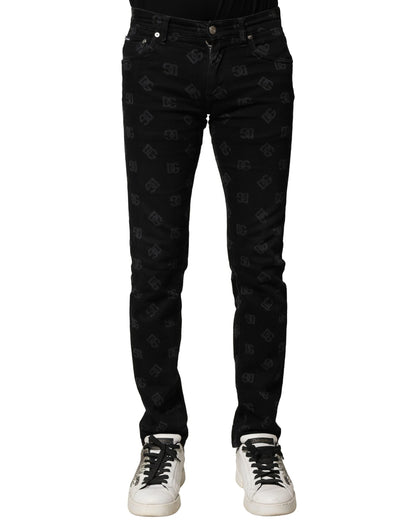 Jeans de mezclilla ajustados para hombre Dolce & Gabbana negros de algodón con logo DG