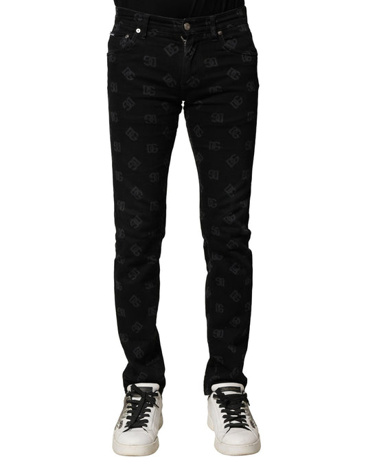 Jeans de mezclilla ajustados para hombre Dolce & Gabbana negros de algodón con logo DG