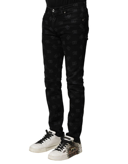 Jeans de mezclilla ajustados para hombre Dolce & Gabbana negros de algodón con logo DG