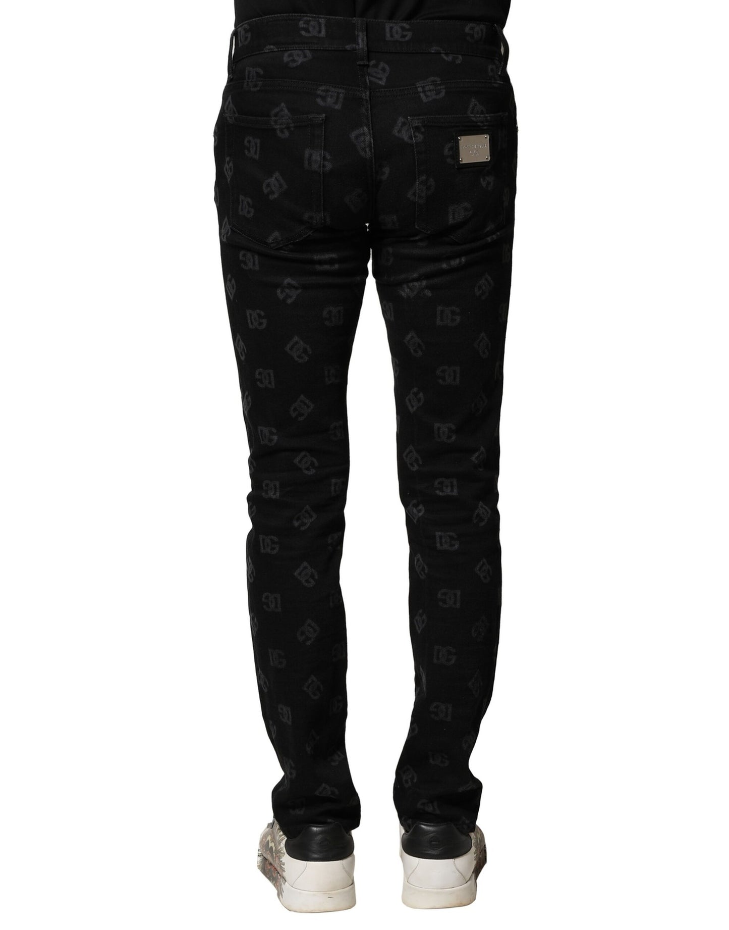 Jeans de mezclilla ajustados para hombre Dolce & Gabbana negros de algodón con logo DG