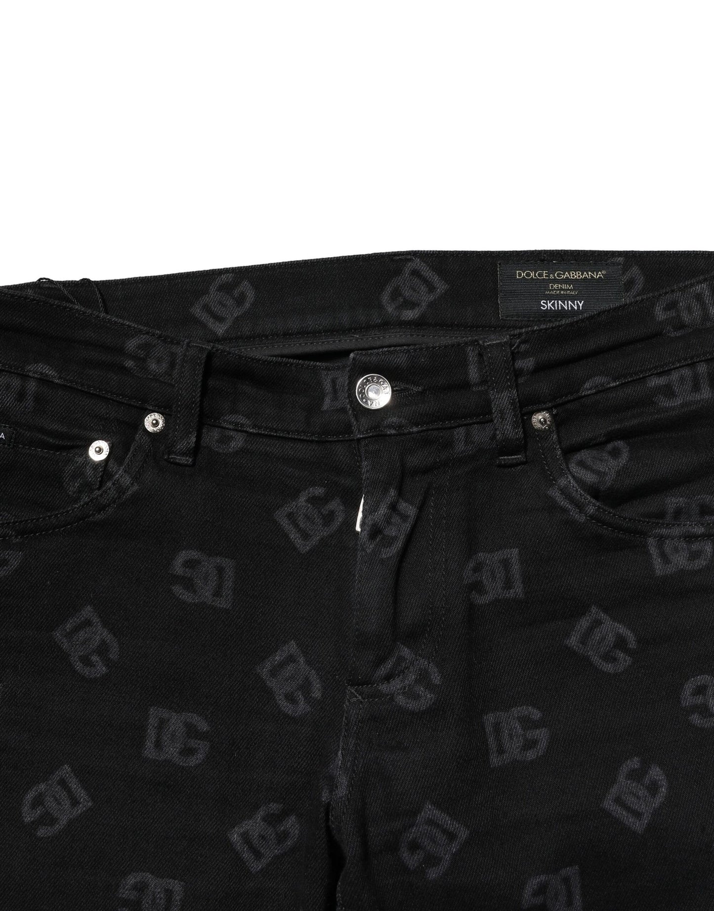 Jeans de mezclilla ajustados para hombre Dolce & Gabbana negros de algodón con logo DG